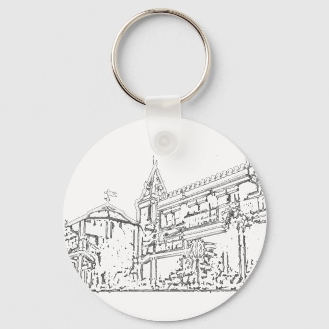 San Francisco 1986 art MUSEUM Zazzle Teckning Nyckelring (Framsida)