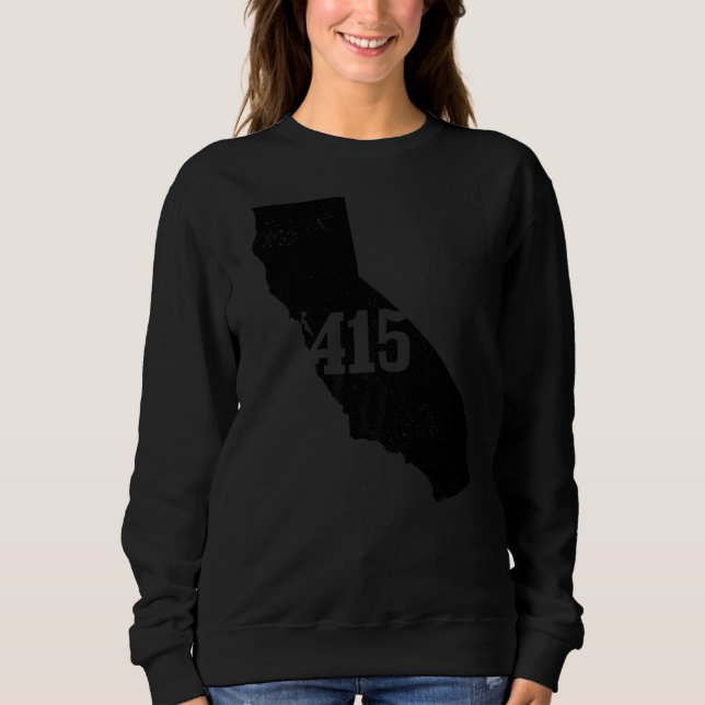 San Francisco 415 Area Code California State Karta T Shirt (Framsida)