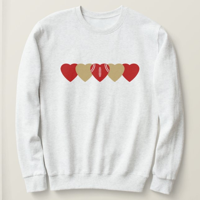 San Francisco 49ers Heart Football Mörk T Shirt (Design framsida)
