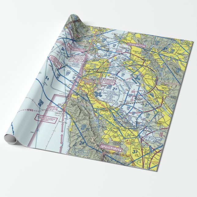 San Francisco Aeronautical Chart Gift Wrap Presentpapper (Utrullad)