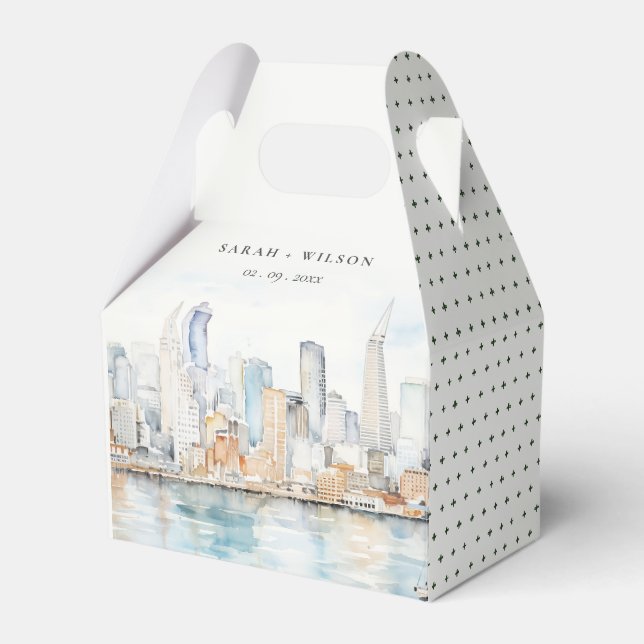 San Francisco akvarell landskapsbröllop Presentaskar (Framsidan Sidan)