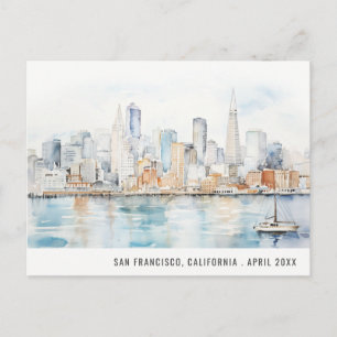 San Francisco akvarell landskapsresa Helg Vykort