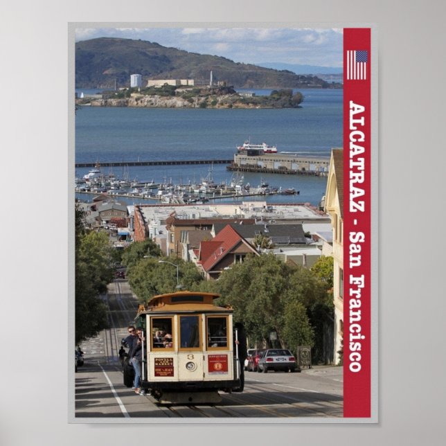 San Francisco - Alcatraz och Tram - USA - Poster (Framsidan)