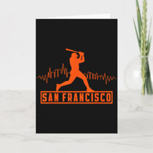 San Francisco Älskare Siluett Retro Baseball Hjärt Kort