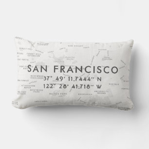 San Francisco Anpassningsbar Karta Light Grått Lumbarkudde