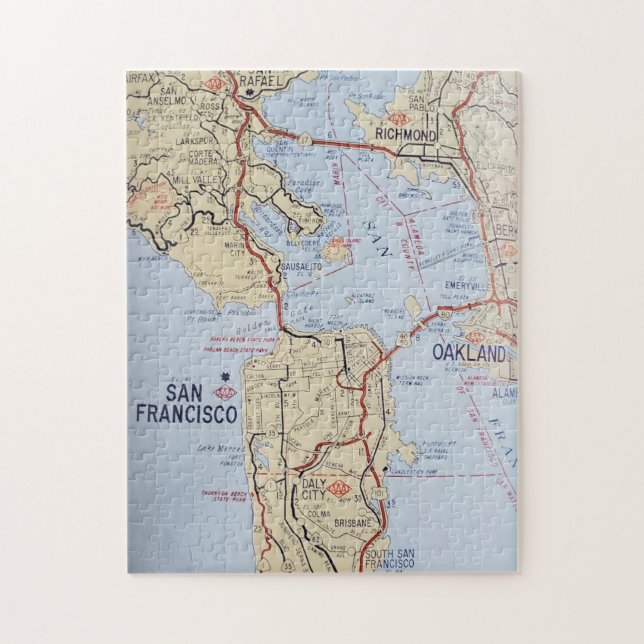 San Francisco Area Karta Jigszle Puzzle Pussel (Vertikal)