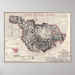 San Francisco avfyrar kartan - 1908 (punneten Poster