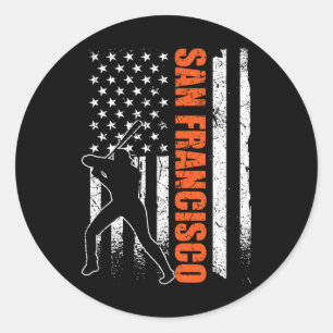 San Francisco basebollflagga Usa Vintage patriotis Runt Klistermärke