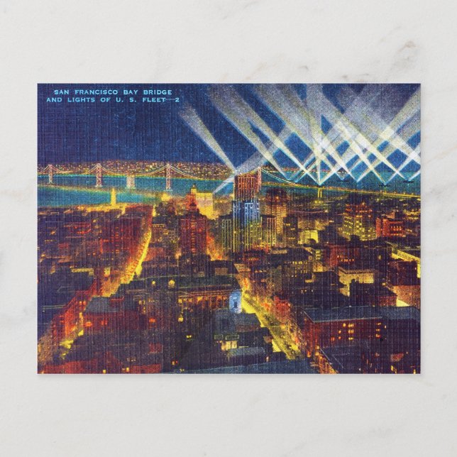 San Francisco Bay Bridge & Ljus i USA:s flotta Vykort (Framsida)