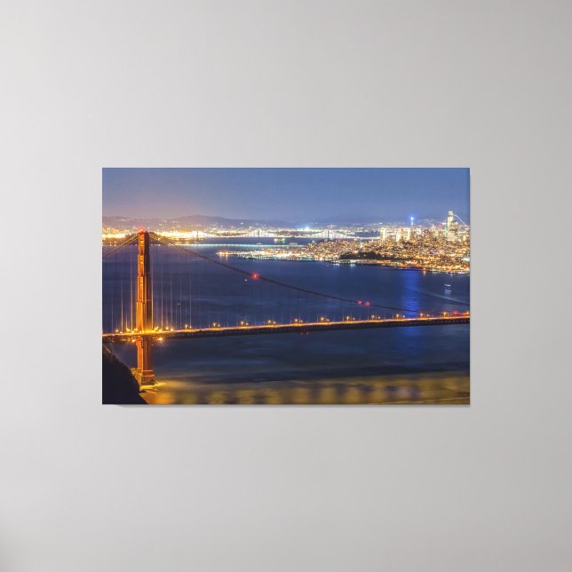 San Francisco Bay i Night Canvastryck (Framsida)