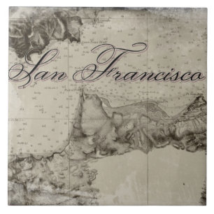San Francisco Bay karta 1859 Kakelplatta