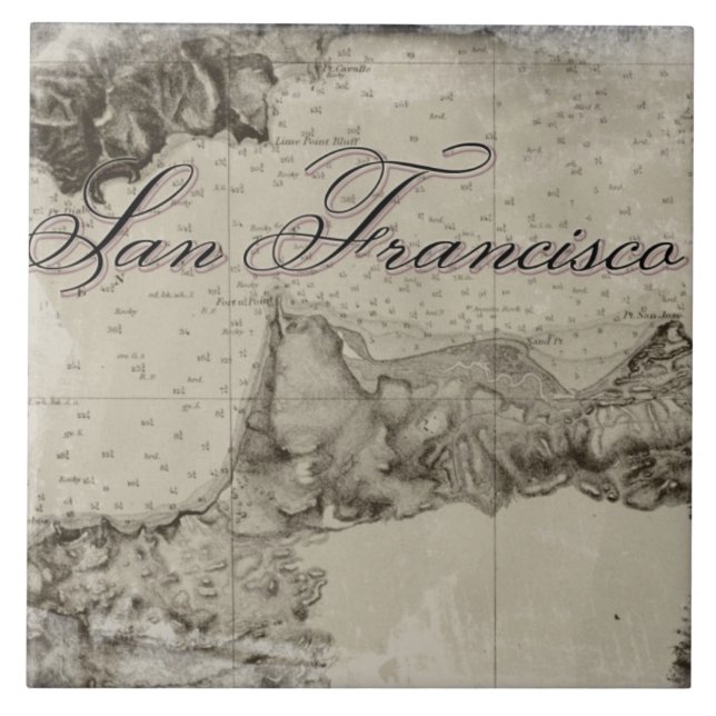 San Francisco Bay karta 1859 Kakelplatta (Framsidan)