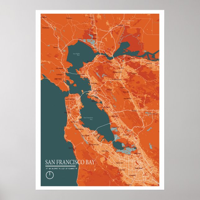 San Francisco Bay Map Poster (Framsidan)