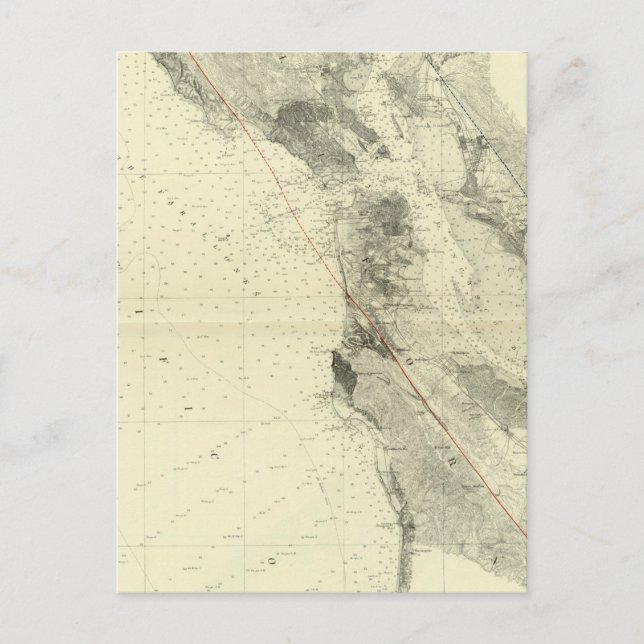 San Francisco Bay som visar San Andreas Rift Vykort (Framsida)