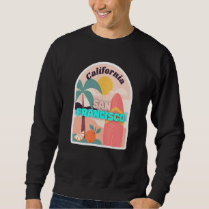 San Francisco Beach Pastel Färg Handflatan Träd So Lång Ärmad Tröja