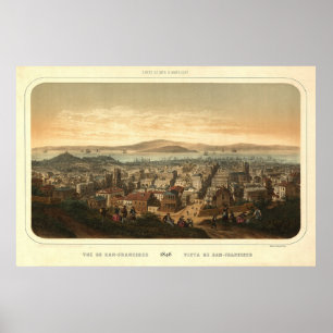 San Francisco Birdseye panorama- karta 1846 Poster