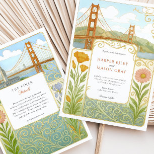 San Francisco Blommigt Bröllop Inbjudningar