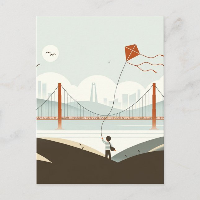 San Francisco Breeze - Barnets Kite Flies Helg Vykort (Framsida)