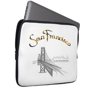 San Francisco Bridge Guld Black Graphic Laptop Sleeve
