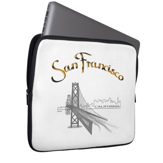 San Francisco Bridge Guld Black Graphic Laptop Sleeve (Framsidan Höger)