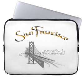 San Francisco Bridge Guld Black Graphic Laptop Sleeve