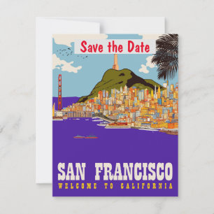 San Francisco Bridge Lila Bröllopsinbjudan Spara Datumet