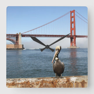 San Francisco Bridge Pelican Fyrkantig Klocka