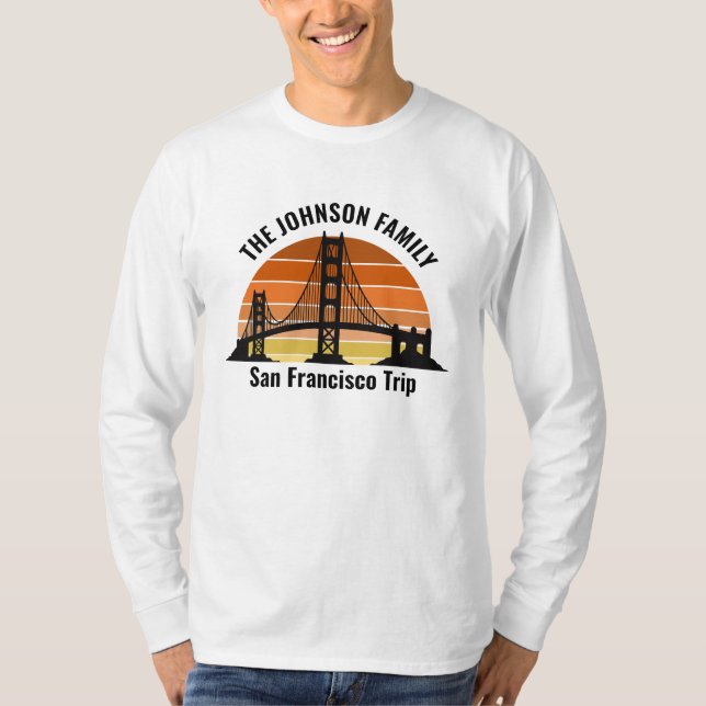 San Francisco Bridge Sunset Custom Long Sleeve T Shirt (Framsida)
