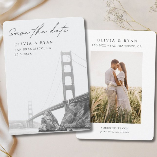 San Francisco Bröllop Golden Grind Spara datumet Inbjudningar (San Francisco Wedding Golden Gate Save the Date Invitation)