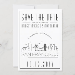 San Francisco Bröllop Skyline Spara datum Inbjudningar