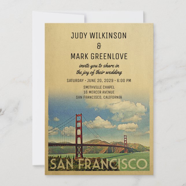 San Francisco-bröllopsinbjudan Golden Grind Inbjudningar (Framsida)