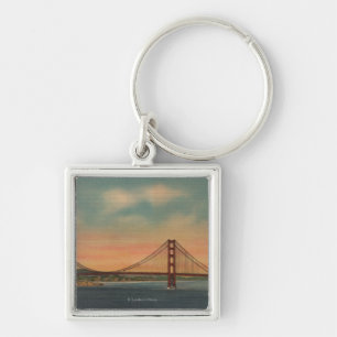 San Francisco CA 2 Fyrkantig Silverfärgad Nyckelring