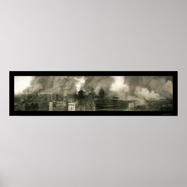 San Francisco CA Burning Photo 1906b Poster (Framsidan)