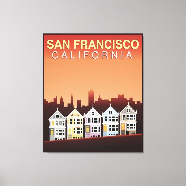 San Francisco, CA | Färgat Dam Canvastryck (Framsida)