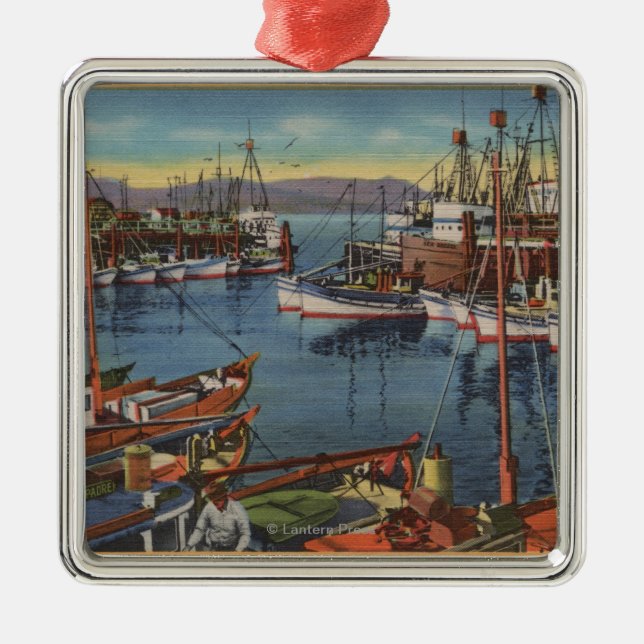 San Francisco CA-fiskeflotta på fiskaren Julgransprydnad Metall (Framsidan)