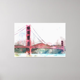 San Francisco, CA - Golden Grind Bridge Large Cloc Canvastryck