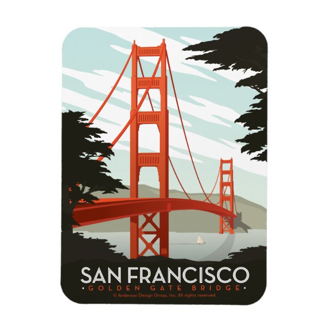 San Francisco, CA - Golden Grind Bridge Magnet (Vertikal)