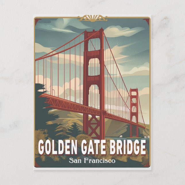San Francisco, CA - Golden Grind Bridge Vykort (Framsida)
