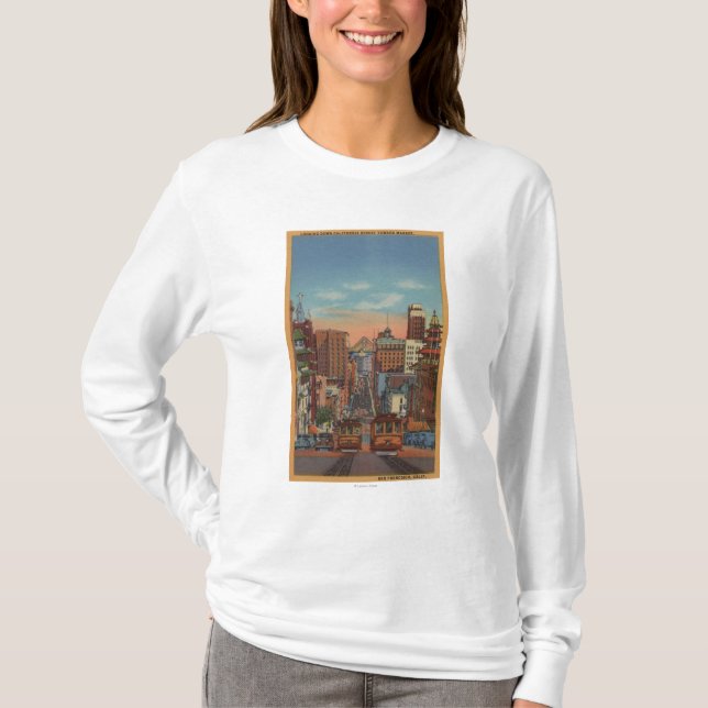San Francisco CA - kabelbilar som går upp T Shirt (Framsida)