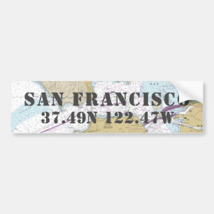 San Francisco CA Latitude Longitud Navigation Bildekal