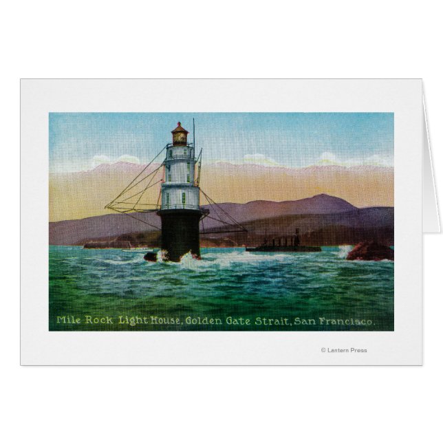 San Francisco, CA Mile Sten Light House Hälsningskort (Framsidan Horizontal)