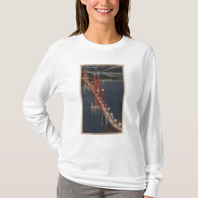San Francisco CA - natten beskådar av den guld- T Shirt (Framsida)