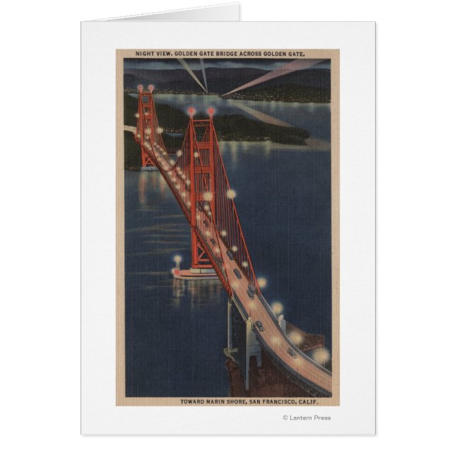 San Francisco, CA - Nattvy över Golden Grind Hälsningskort (Framsidan)