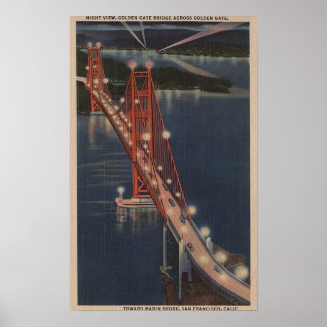 San Francisco, CA - Nattvy över Golden Grind Poster (Framsidan)