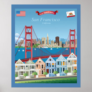 San Francisco, CA Ort efter bukten Poster