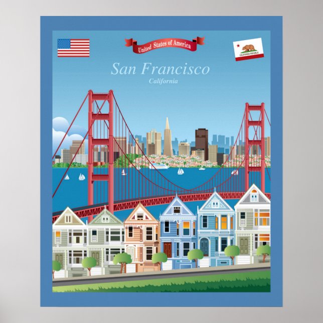 San Francisco, CA | Ort efter bukten Poster (Framsidan)