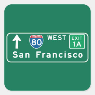 San Francisco, CA Road Sign Fyrkantigt Klistermärke