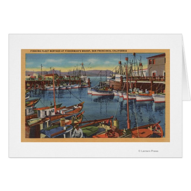 San Francisco, CA:s fiskeflotta vid Fiskerman Hälsningskort (Framsidan Horizontal)