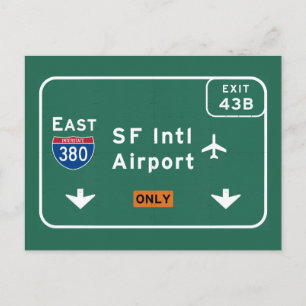 San Francisco CA SFO Airport I-380 E Interstate - Vykort