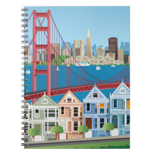 San Francisco CA staden vid fjärden Anteckningsbok